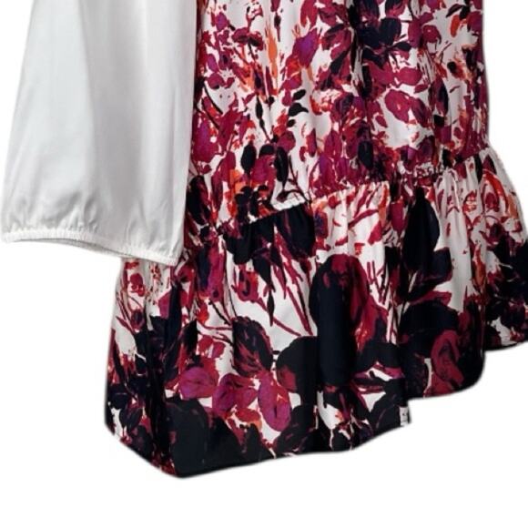 Ann Taylor New Top Wide Neck Peplum Cream Black Pink Floral Women’s Size XL - Picture 9 of 11